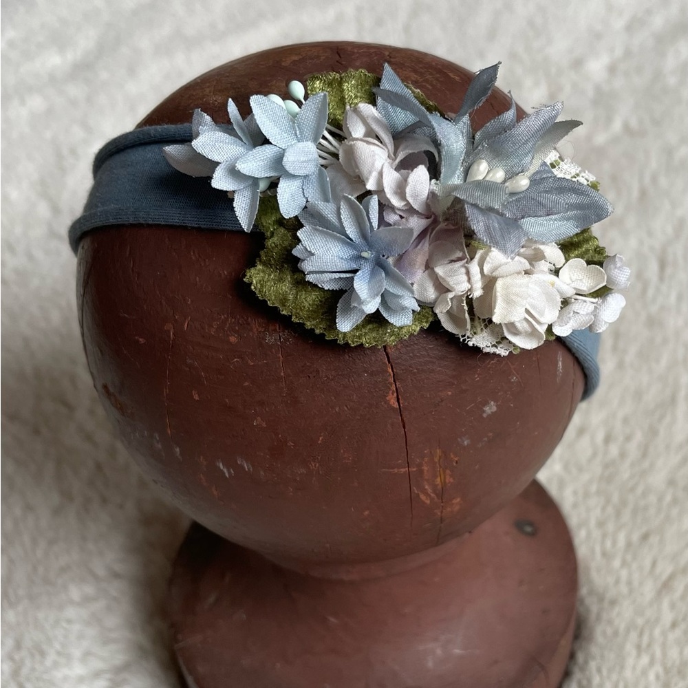 Vintage French Blue Floral Headband